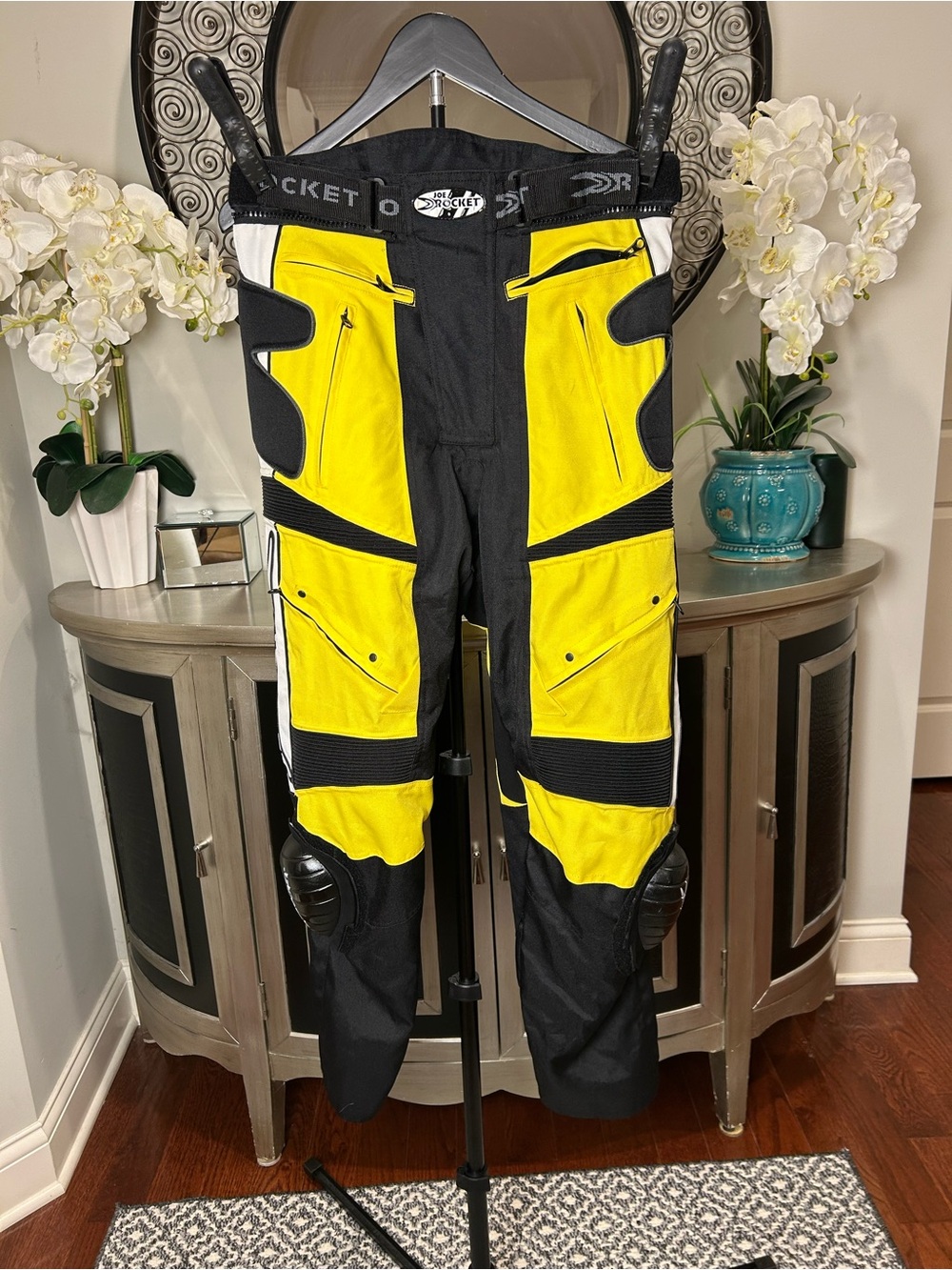 Joe Rocket Men's Black and Yellow Motorcycle Cargo Pants